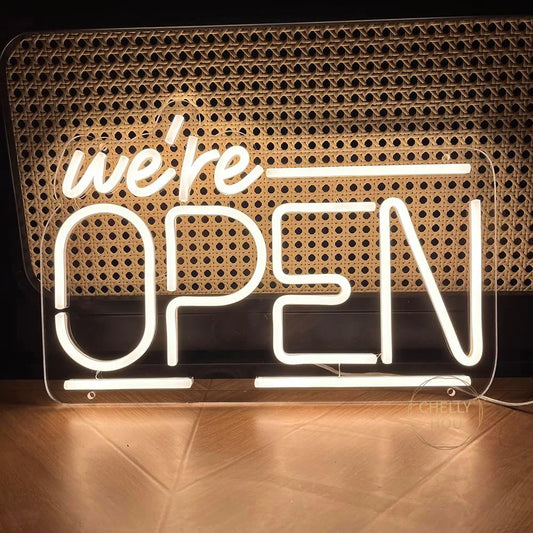 We're Open Neon Sign for Business LED Neon Open Signs Light Up Open Sign for Shop Store Florists Bar Salon Cafes Restaurant Pubs