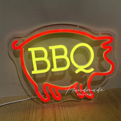 BBQ Led Neon Signs USB Powered Light Up Sign Wall Decor for BBQ restaurant Barbecue Restaurant Man Cave Bar Christmas Party