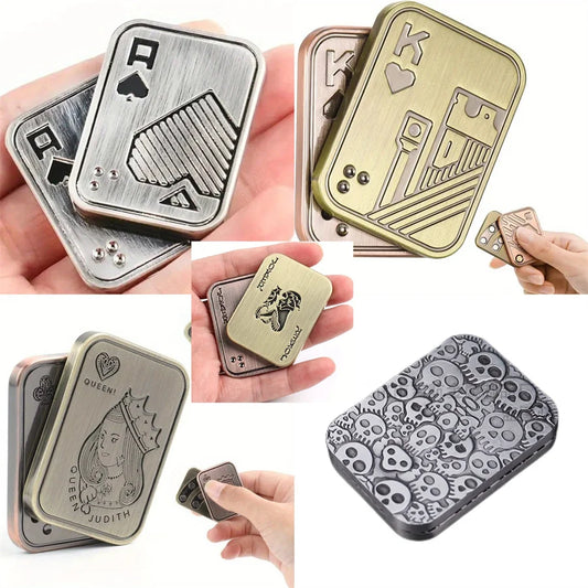 1pc Metal Fidget Toys - Metal Poker Push Card Fidget Slider Stress Relief Toy,Fidget Toy Haptic Coin,Office Desk Toys Gifts