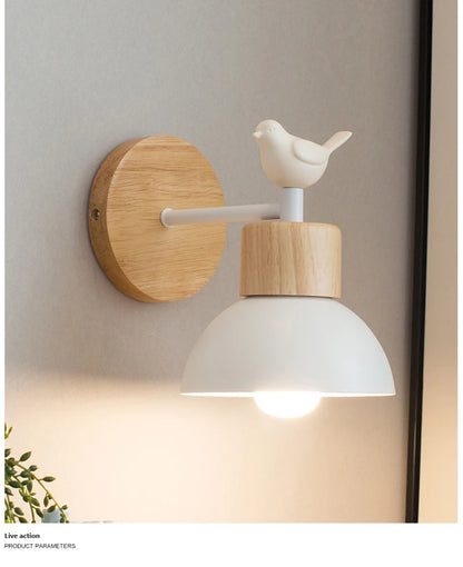 Nordic LED Wall Lamp Wood Creative Lighting Fixture Guest Room Balcony Staircase Sconce Bedroom Bedside Decor Light with bulb
