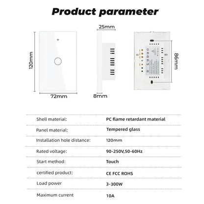 Work with Tuya WIFI Smart Home Wireless Remote Control Switch Light Wall US/EU Glass Touch Panel Voice by Alexa Google Home