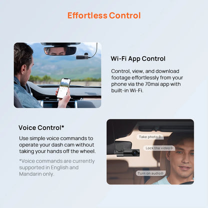 70mai Dash Cam M310 Plus 2K 1440P 143°FOV F1.55 Smart Voice Control 24H Parking Guard Night Vision 70mai M310 Plus 2K Car DVR