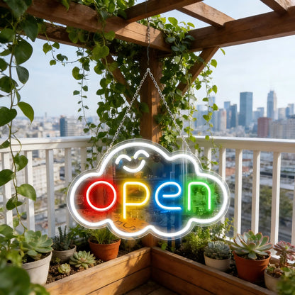 LED Open Neon Sign  USB Bright Neon Light Sign for Business Switch Cloud Stores Restaurants Offices Shops Storefronts Decor Gift