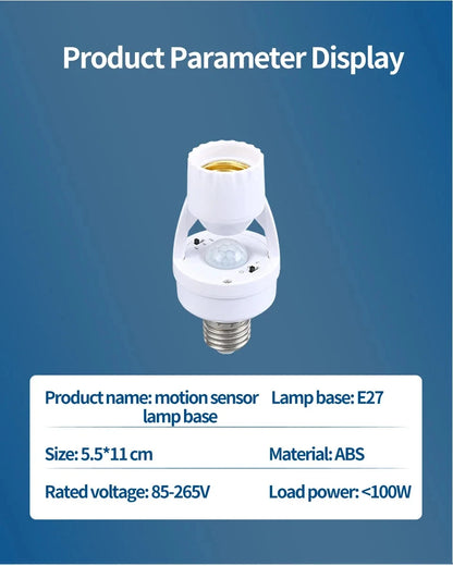 Smart Motion Sensor Light Bulb Holder E27 PIR Induction Sensor Adapter Lamp Base Converter Automatic LED Switch AC 110V 220V
