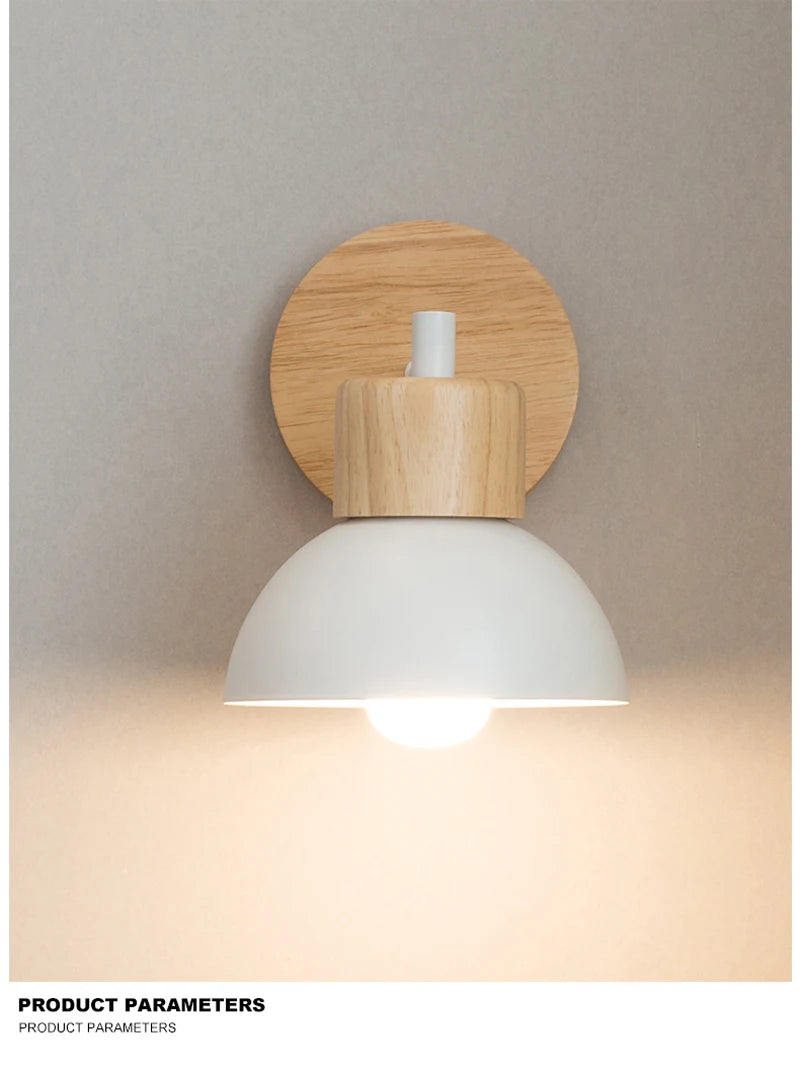 Nordic LED Wall Lamp Wood Creative Lighting Fixture Guest Room Balcony Staircase Sconce Bedroom Bedside Decor Light with bulb