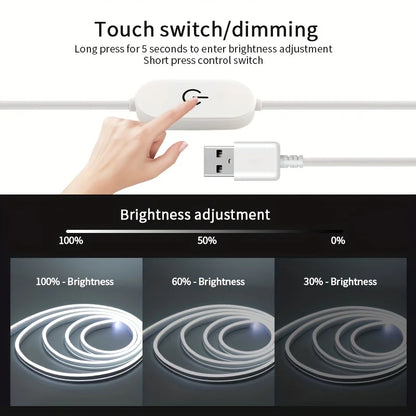 LED Strip Neon Light USB DC 5V Dimmable Touch Sensor Switch Flexible Silicone Neon Sign Tape Waterproof For Outdoor Home Decor