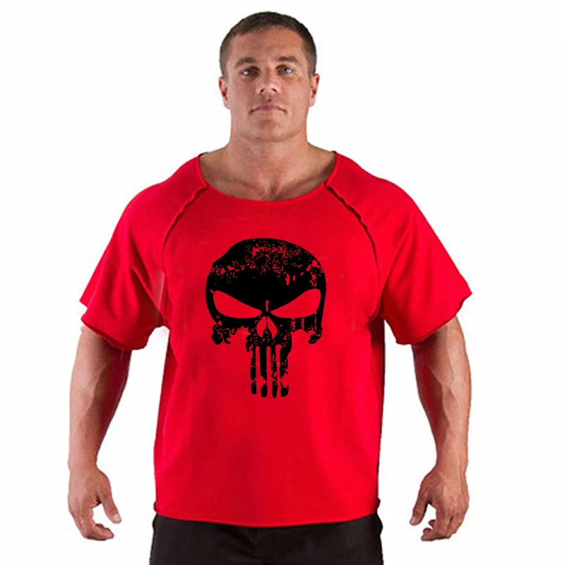 Men's Clothes Bodybuilding Clothing Casual Oversized T-shirt Male Loose Vintage Cotton Summer Top Breathable Tops Running Gym