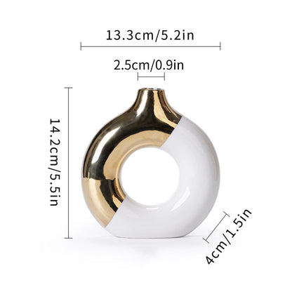 Ceramic Flower Vases For Living Room Luxury Nordic Plant Pot,Dinning Table Hotel Home Decoration,Wedding Festival Artwork Golden