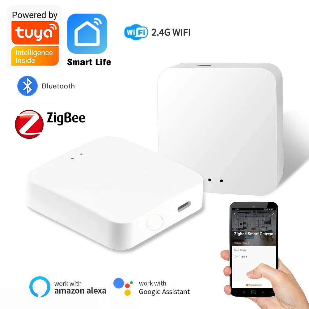 Wireless  Multi-mode Smart Gateway ZigBee Bluetooth Mesh Hub Work with Tuya Smart life App Voice Control via Alexa Google Home