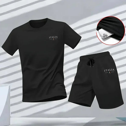 Men's Tracksuit Versatile 2026 Summer Outdoors Jogging Two-piece Set Shorts-sleeved T-shirt and Sport Short Daily Casual Quality