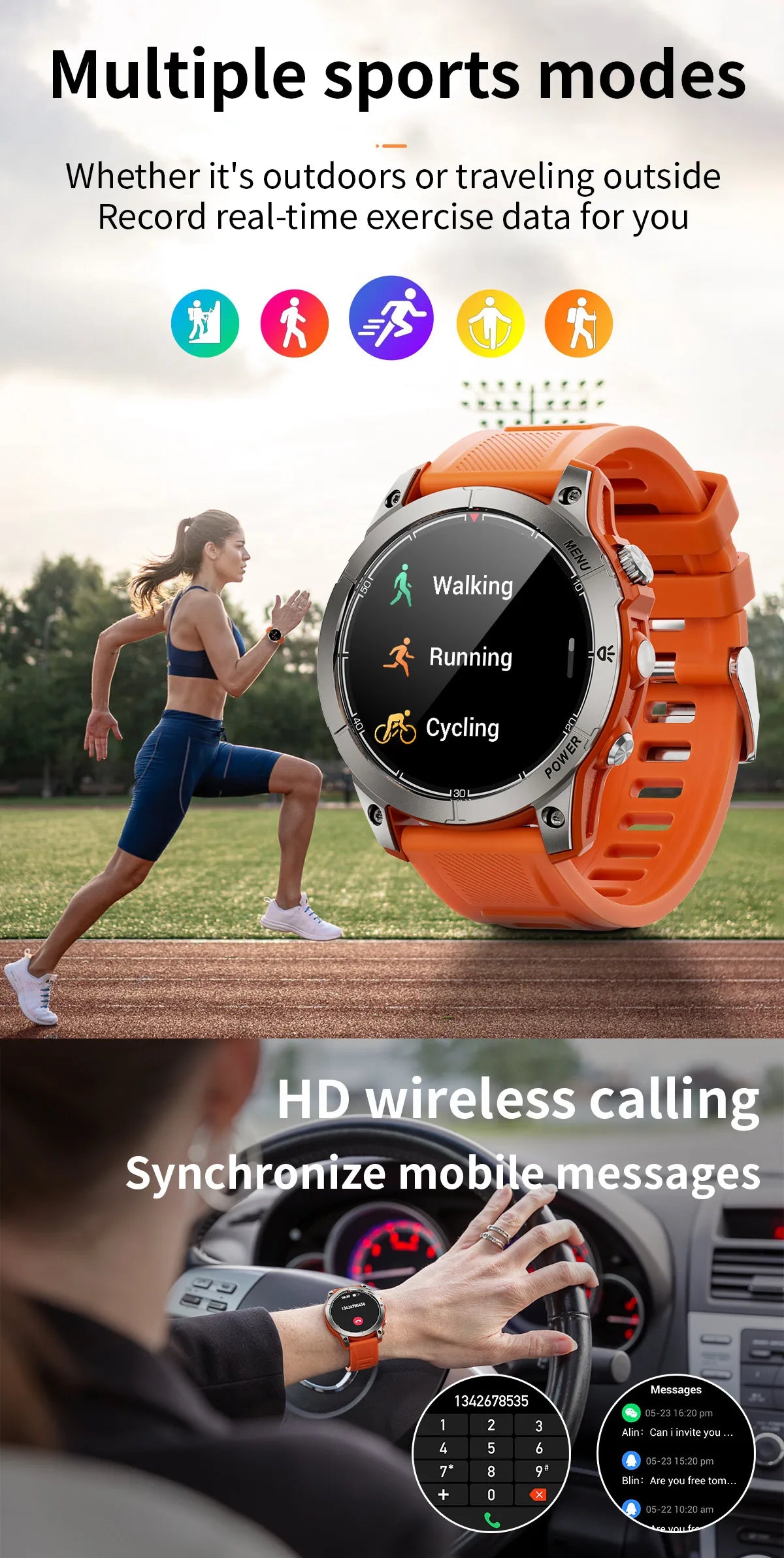 Smart Watch Man Fitness Tracker Miltary Connected NFC Compass Aiweile AW45 Sport Bluetooth Call Siri Dialing Korean Hebrew Games