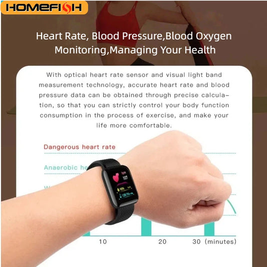 HOMEFISH Smart Fitness Tracker Bracelet with Color Screen Health Reminders Exercise Step Counting Information Notifications