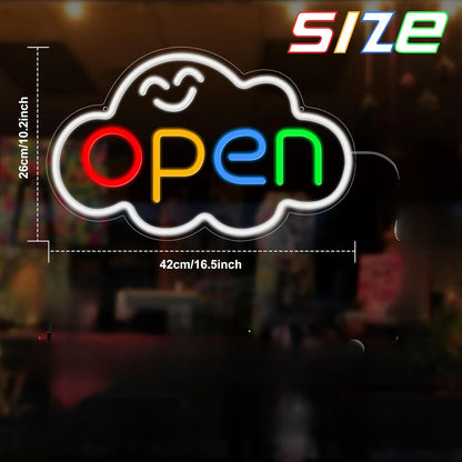 LED Open Neon Sign  USB Bright Neon Light Sign for Business Switch Cloud Stores Restaurants Offices Shops Storefronts Decor Gift