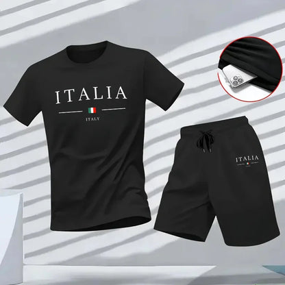 Men's Tracksuit Versatile 2026 Summer Outdoors Jogging Two-piece Set Shorts-sleeved T-shirt and Sport Short Daily Casual Quality