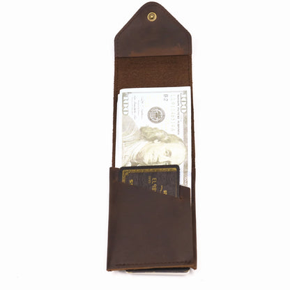 Genuine Leather Wallet For Men Male Real Cowhide Short Slim Minimalist Men's Cash Wallet Credit Card Holder With Flap Closure
