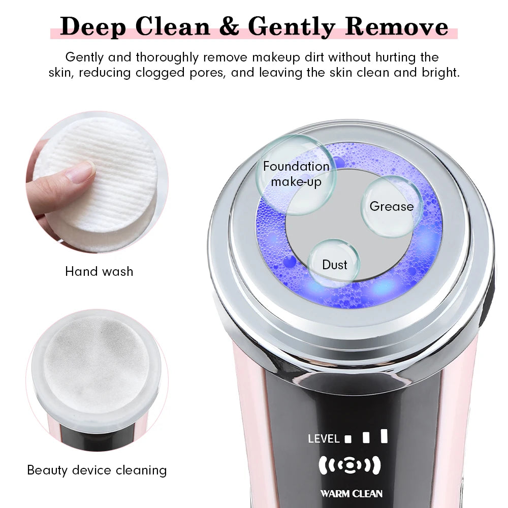 5 in 1 Warming and Cooling Microcurrent Facial Device Red Blue Light Photon Face Neck Massager Kit for Beauty Skin Care at Home