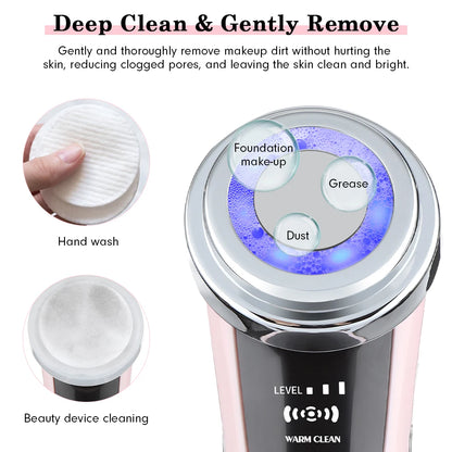 5 in 1 Warming and Cooling Microcurrent Facial Device Red Blue Light Photon Face Neck Massager Kit for Beauty Skin Care at Home