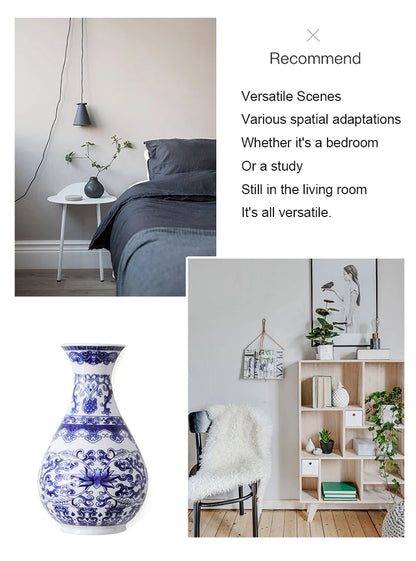 Ceramics Flower Vase Decoration Home Blue And White Vases For Wedding Decor Living Room Ornaments Table Desktop Retro Art Crafts