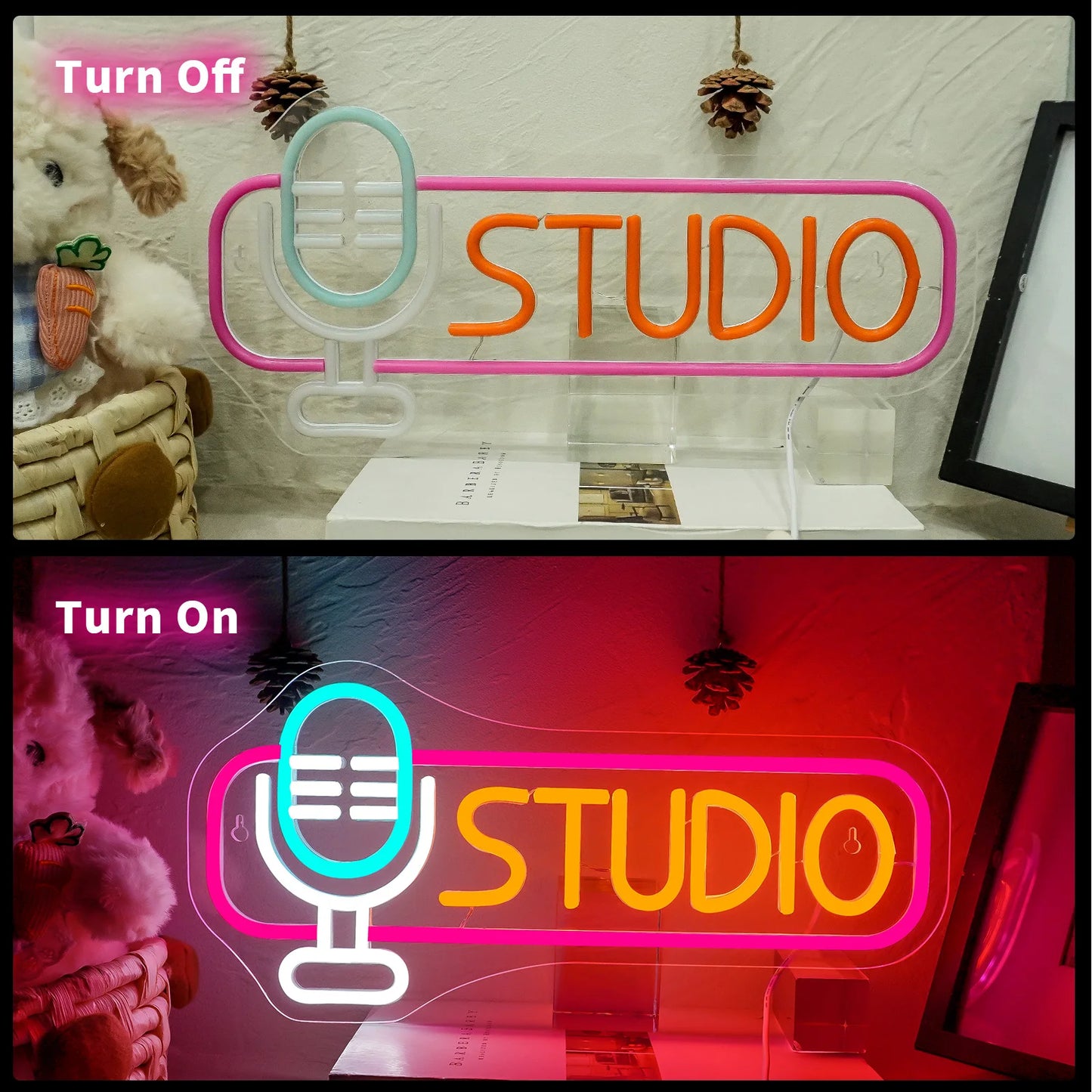 Studio Neon Signs For Wall Decor Dimmable Led Lights Room Decoration For Party Work Office Music Dance Movie Club Light Up Sign