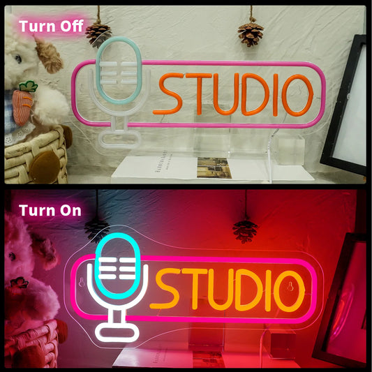 Studio Neon Signs For Wall Decor Dimmable Led Lights Room Decoration For Party Work Office Music Dance Movie Club Light Up Sign