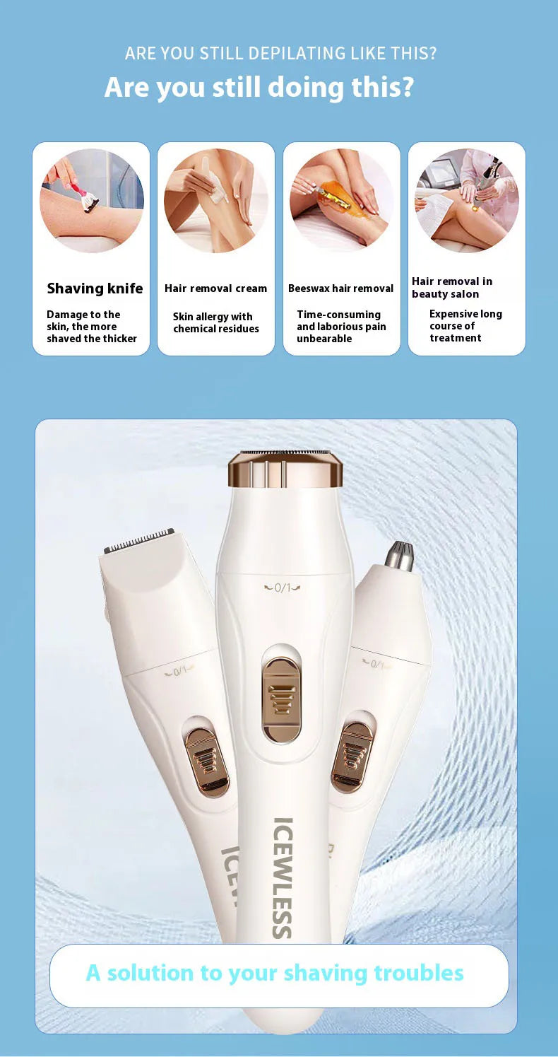 Electric Hair Trimmers for Women Waterproof Razor Painless Private Body Hair Removal Device shaver Bikini Arm Leg Face Shaving