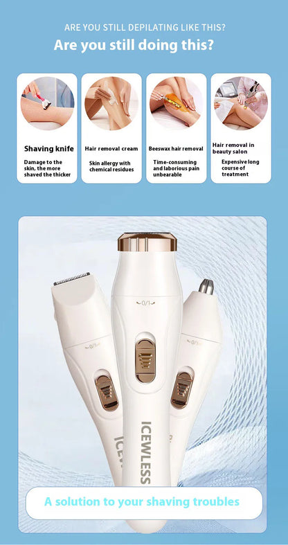 Electric Hair Trimmers for Women Waterproof Razor Painless Private Body Hair Removal Device shaver Bikini Arm Leg Face Shaving