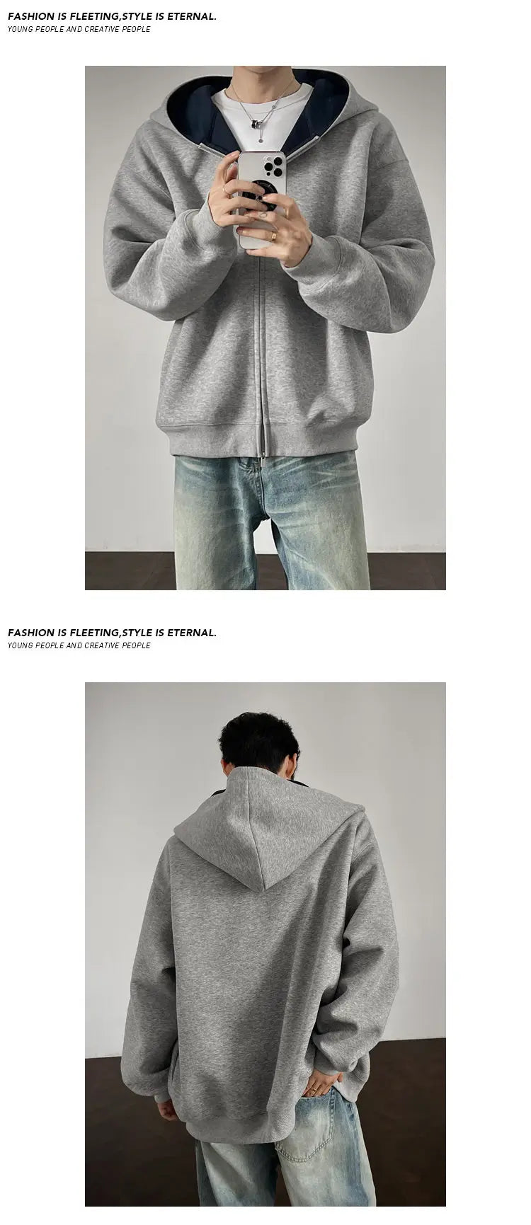 Plus Size Zip Up Hoodie for Men Women | Full Zipper Front Oversized Sweatshirt, Soft (M-5XL) | Casual Comfort Autumn Clothing