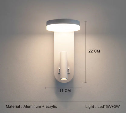 Nordic 12W LED Wall Light With USB Fast Charging  Modern Free Rotation Angle Wall Sconces for Bedroom Living Room Bedside