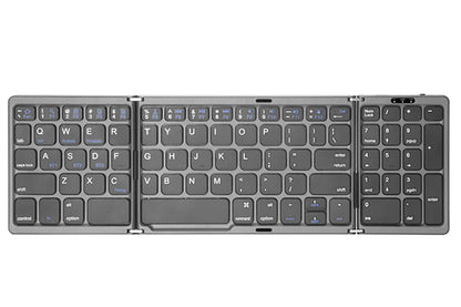 Folding Bluetooth Keyboard with Numeric Keypad Wireless Foldable Keyboard for iOS Android Windows Support 3 Devices