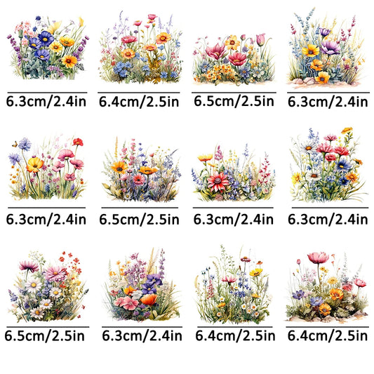 12pcs Spring Wildflower Flower Floral UV DTF Cup Wrap Transfer Sticker Glass Coffee Mugs Decoration Greeting Cards Notebooks