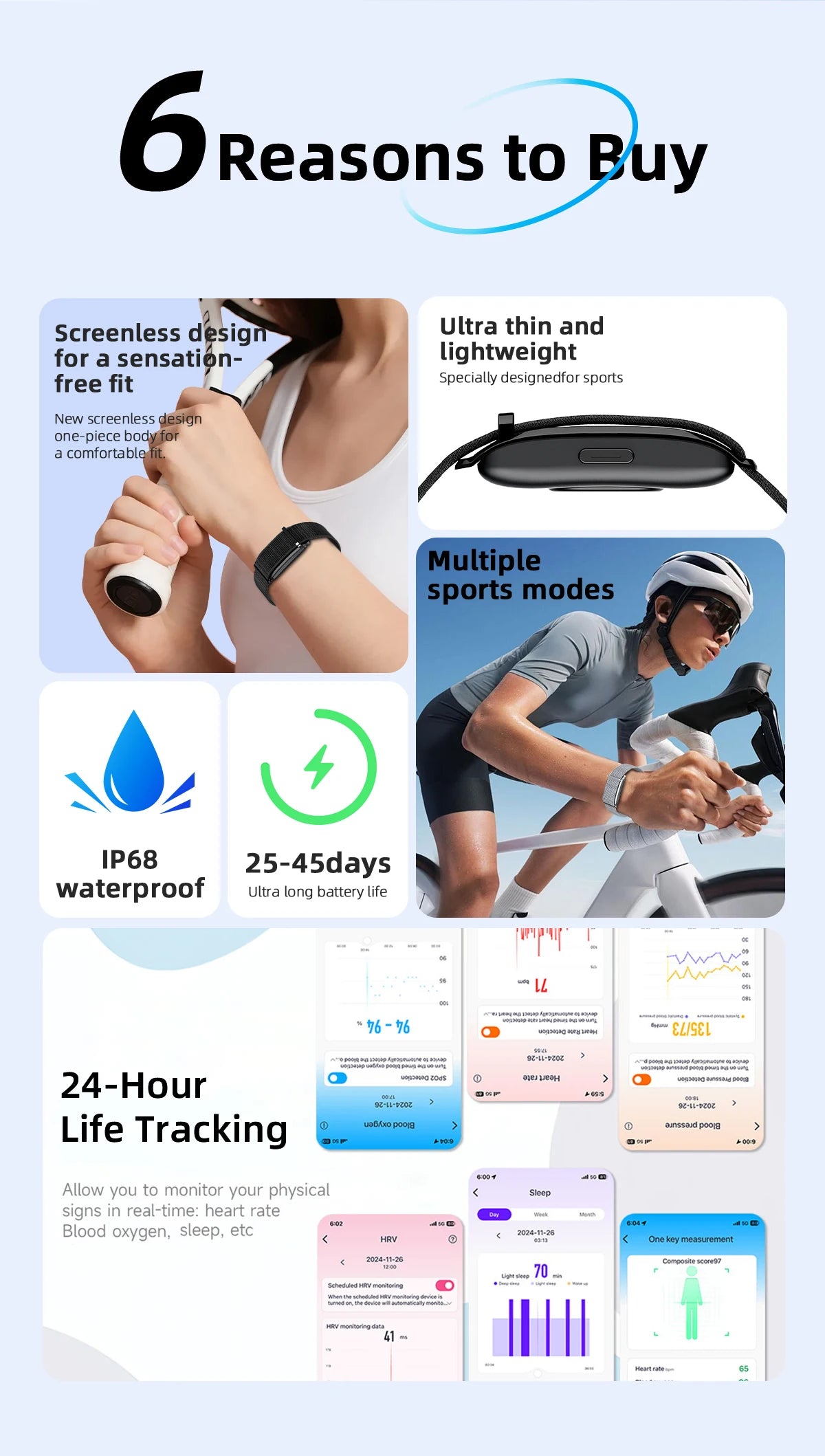 2026 Fitness Tracker Smart Bracelet Pedometer No Screen Breathable Sport Wristband Call Reminder Heart Rate Monitor Smartwatch