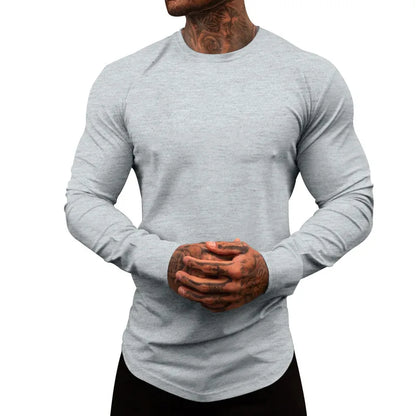 Mens Gym Workout Slim Fit Long Sleeve T-Shirt Performance Athletic Shirts Running Fitness Tee Loungewear Casual Crewneck Tops