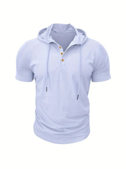 Men T Shirts  Summer Slim Fitness Hooded Short-Sleeved Bodybuilding Quick Dry Tshirt Male Gym Clothes Breathable Sports Tops