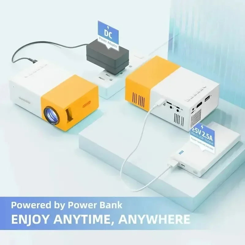 Portable Mini Projector with Full HD 1080P Support -Includes Remote Control, USB-Powered, Ideal for Smartphones, and USB Devices