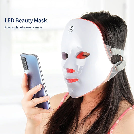 Facial LED Mask 7 Colors LED Face Mask LED Repair Skin Beauty Machine Wireless Use