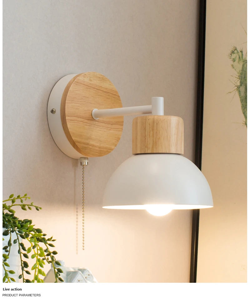 Nordic LED Wall Lamp Wood Creative Lighting Fixture Guest Room Balcony Staircase Sconce Bedroom Bedside Decor Light with bulb