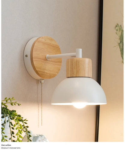 Nordic LED Wall Lamp Wood Creative Lighting Fixture Guest Room Balcony Staircase Sconce Bedroom Bedside Decor Light with bulb