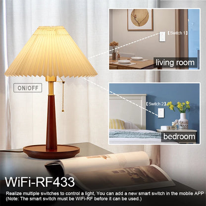 Work with Tuya WIFI Smart Home Wireless Remote Control Switch Light Wall US/EU Glass Touch Panel Voice by Alexa Google Home