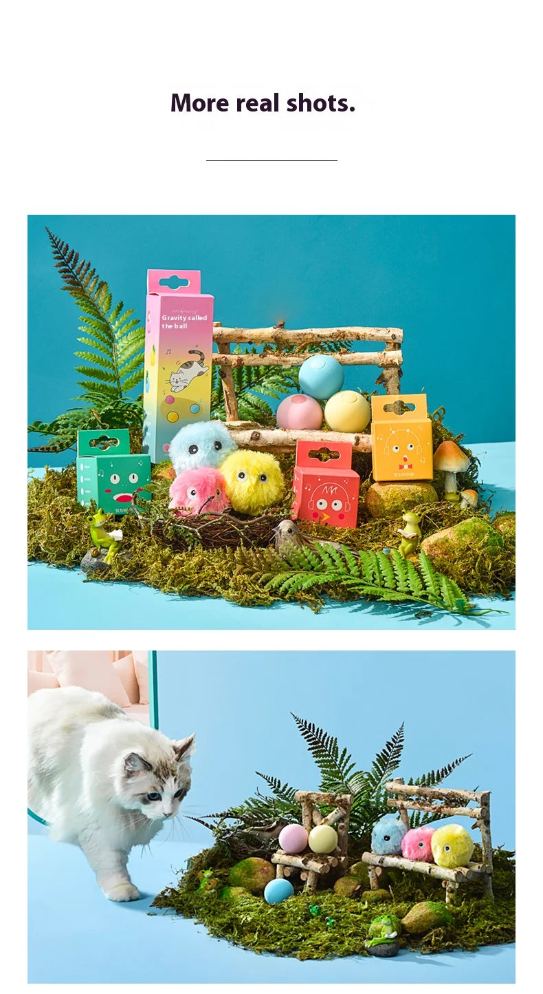 Interactive Ball Smart Cat Toys Plush Electric Catnip Training Toy Kitten Touch Sounding Pet Product Squeak Toy Ball