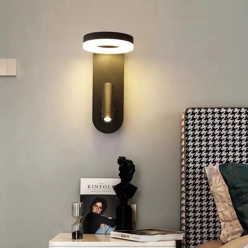 Nordic 12W LED Wall Light With USB Fast Charging  Modern Free Rotation Angle Wall Sconces for Bedroom Living Room Bedside