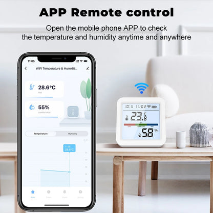 ONENUO Tuya WIFI Temperature Humidity Sensor Hygrometer Thermometer Smart Home Backlight Smart Life Support Alexa Assistant