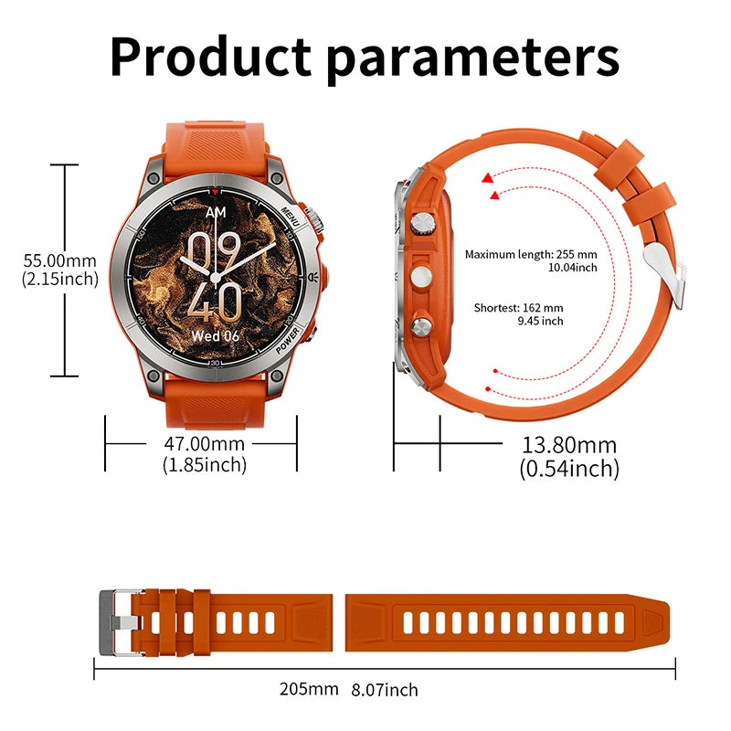 Smart Watch Man Fitness Tracker Miltary Connected NFC Compass Aiweile AW45 Sport Bluetooth Call Siri Dialing Korean Hebrew Games