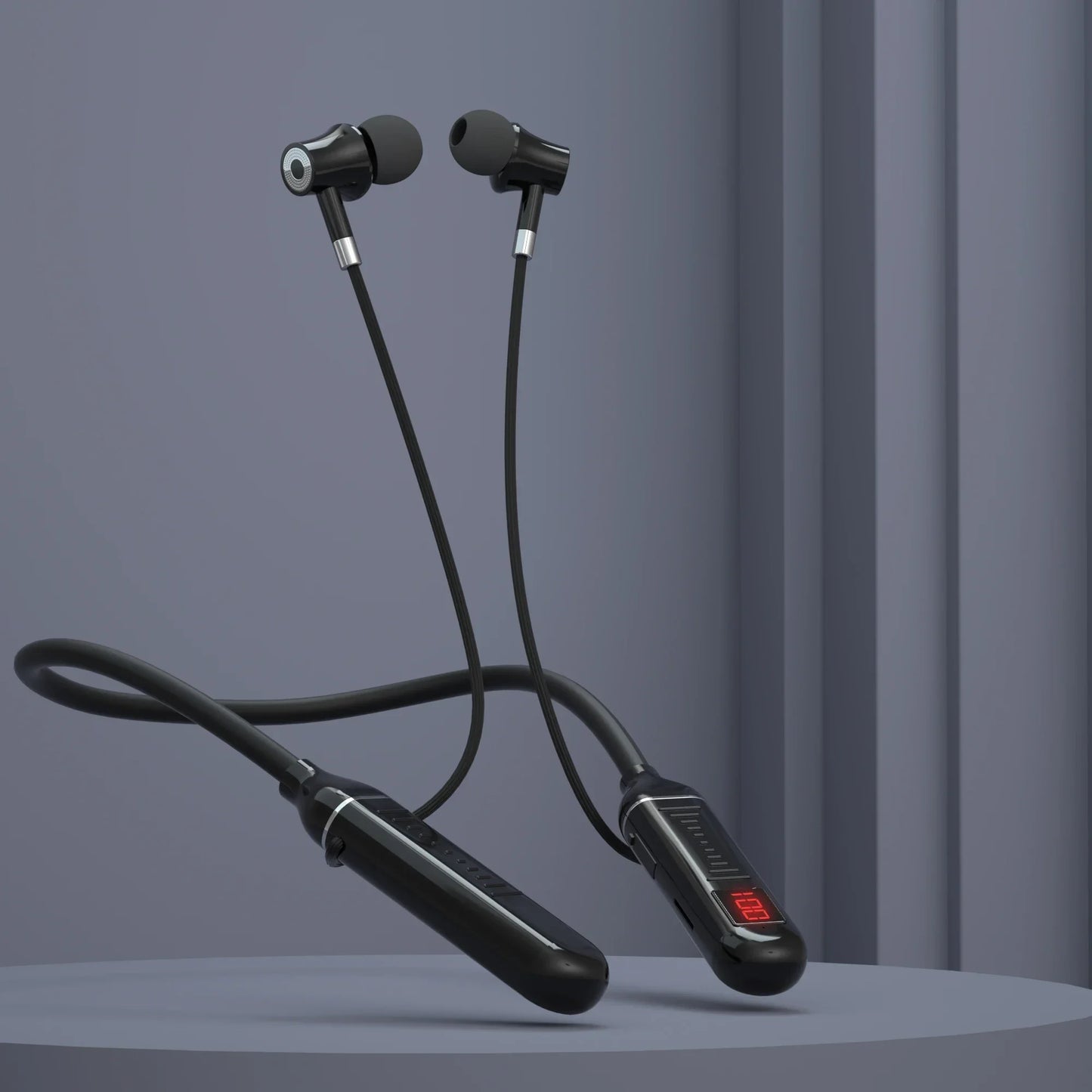 Wireless Earphones 5.3 Neckband Headphones Gaming LED Display Stereo Sports Headset Halter Waterproof Magnetic Earbuds