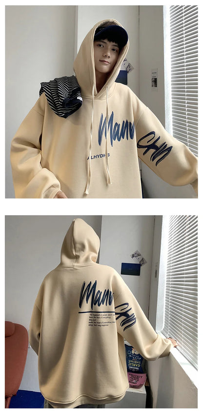 Men's Oversized Hoodie White With Hat 5XL Hoodies Oversize for Men Funny Letter Print Man Casual Wear Hoody Male Sweatshirt