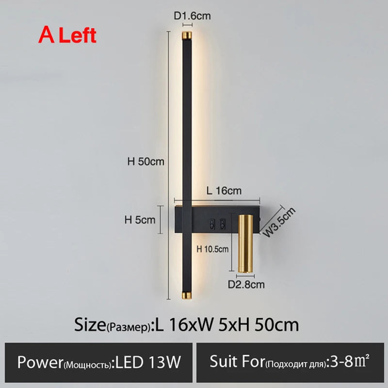 Nordic Led Wall Lamp Interior Lighting Fixture for Home Tv Bedside Living Room Corridor Decoration Modern Wall Light Sconces