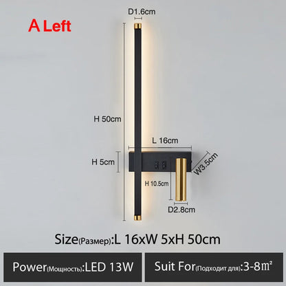Nordic Led Wall Lamp Interior Lighting Fixture for Home Tv Bedside Living Room Corridor Decoration Modern Wall Light Sconces