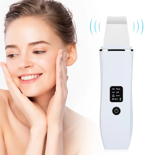 Ultrasonic Skin Scrubber Peeling Blackhead Remover Deep Face Cleaning Ultrasonic Ion Acne Pore Cleaner Facial Shovel  Scrubber