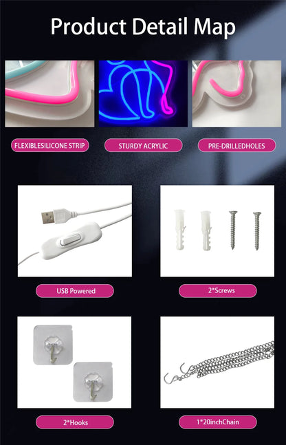 LED Neon Open Sign for Business, Led Neon Lights for Party Bar Salon Stores Hotel Wall Decor Come in we're Open,USB Powered