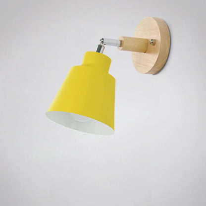 Nordic Wall Light Indoor DIY E27 Wooden 6 Colors EU/UL Plug 350° Wall Lamps for Living Room Bedroom Aisle Sconce Fixtures