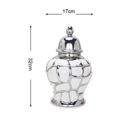 home decor vases Ceramic electroplated general jar Nordic flower vase handicraft decoration foyer soft decoration storage jars